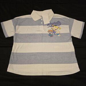 Nickelodeon Rugrats Girls Striped Collared Shirt Blue & White NWT‎ Size 6 Small